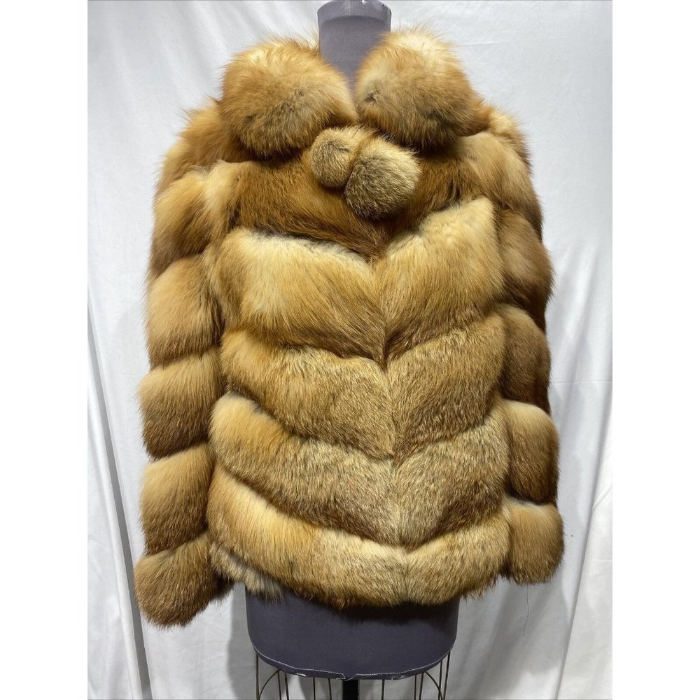 natural red fox jacket vcut design bomber (81258)
